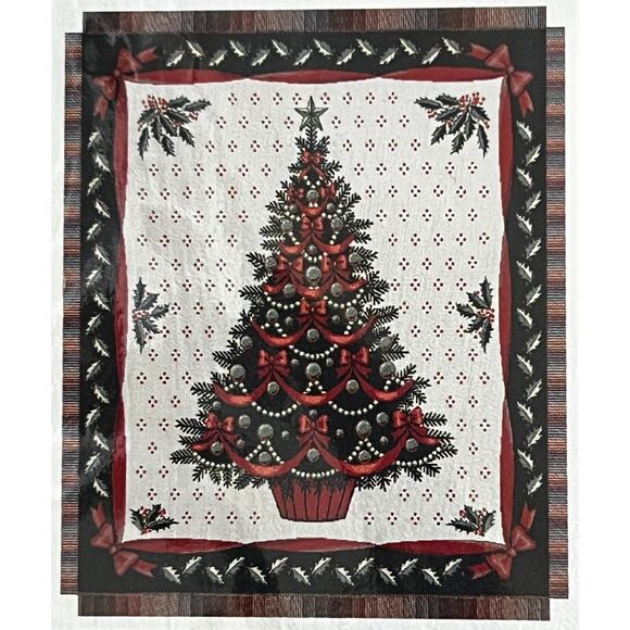 VTG Deadstock American Greeting Christmas Tree Holiday Triple Throw Size 50"x60" - Picture 2 of 2